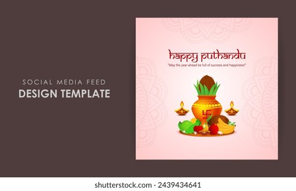 Vector illustration of Happy Puthandu social media feed template