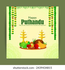 Vector illustration of Happy Puthandu social media feed template