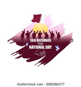 Vector illustration of happy Qatar national day