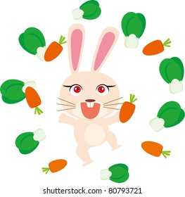 Vector illustration of Happy rabbit