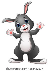 Vector illustration of Happy rabbit cartoon