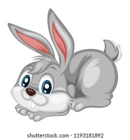 Vector Illustration of a Happy Rabbit. Cute Cartoon Rabbit Laying Isolated on a White Background. 