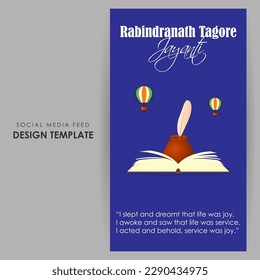 Vector illustration of Happy Rabindranath Tagore Jayanti social media story feed set mockup template flyer poster set 