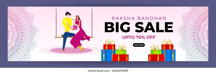Vector illustration of Happy Raksha Bandhan Sale social media template