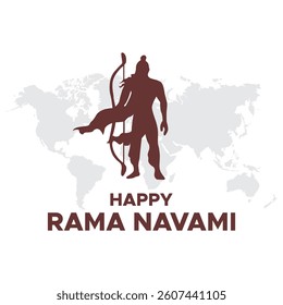 Vector illustration of Happy Ram Navami social media feed template written in Hindi text means happy ram navami 