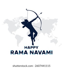 Vector illustration of Happy Ram Navami social media feed template written in Hindi text means happy ram navami 