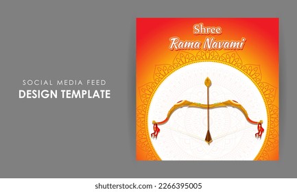 Vector illustration of Happy Rama Navami social media story feed mockup template, written Hindi text means Ramanavami.
