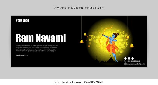 Vector illustration of Happy Rama Navami Facebook cover banner mockup Template