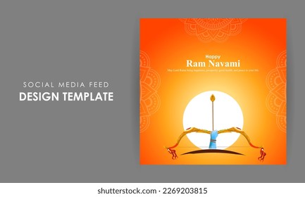 Vector illustration of Happy Rama Navami social media story feed mockup template, written Hindi text means Ramanavami.