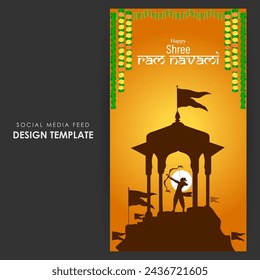 Vector illustration of Happy Rama Navami social media feed template