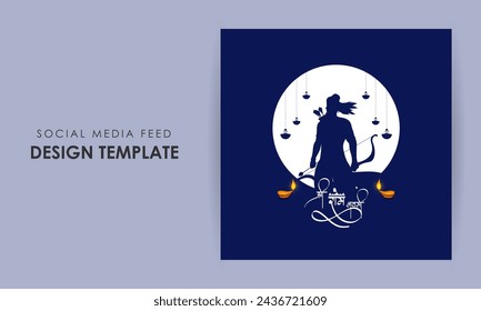 Vector illustration of Happy Rama Navami social media feed template written hindi text means Shree Ram Navami