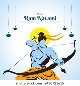 Vector illustration of Happy Rama Navami social media feed template