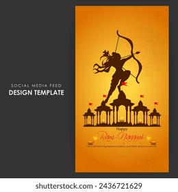 Vector illustration of Happy Rama Navami social media feed template