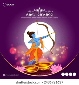 Vector illustration of Happy Rama Navami social media feed template