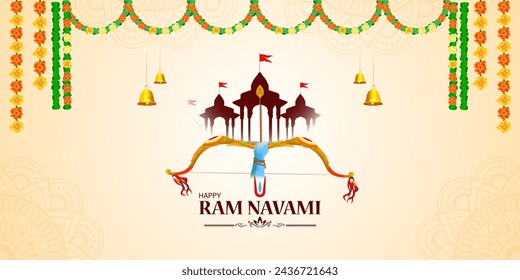 Vector illustration of Happy Rama Navami social media feed template