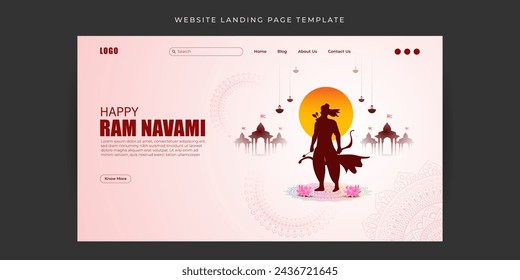 Vector illustration of Happy Rama Navami Website landing page banner Template