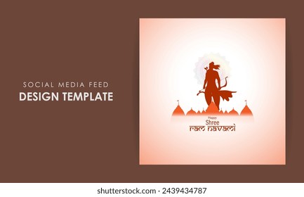 Vector illustration of Happy Rama Navami social media feed template