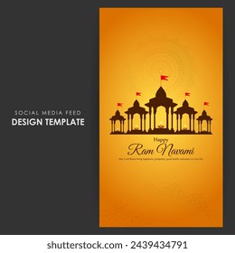 Vector illustration of Happy Rama Navami social media feed template