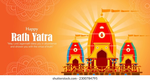 Vector illustration of Happy Rath Yatra social media story feed set mockup template written hindi text means rath yatra