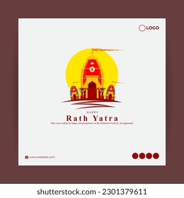 Vector illustration of Happy Rath Yatra social media story feed set mockup template