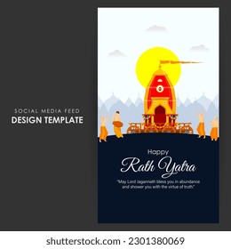 Vector illustration of Happy Rath Yatra social media story feed set mockup template