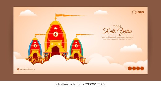 Vector illustration of Happy Rath Yatra social media story feed set mockup template