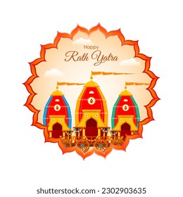 Vector illustration of Happy Rath Yatra social media story feed set mockup template