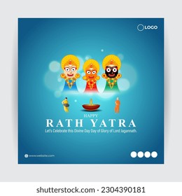 Vector illustration of Happy Rath Yatra social media story feed set mockup template