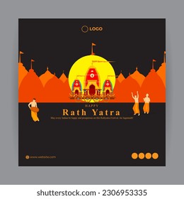 Vector illustration of Happy Rath Yatra social media story feed set mockup template