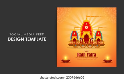 Vector illustration of Happy Rath Yatra social media story feed set mockup template
