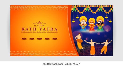 Vector illustration of Happy Rath Yatra social media story feed set mockup template