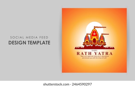 Vector illustration of Happy Ratha Yatra Festival social media feed template