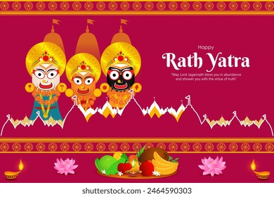 Vector illustration of Happy Ratha Yatra Festival social media feed template