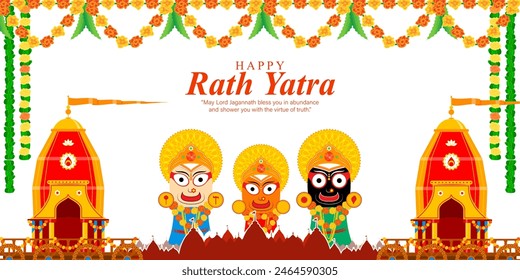 Vector illustration of Happy Ratha Yatra Festival social media feed template