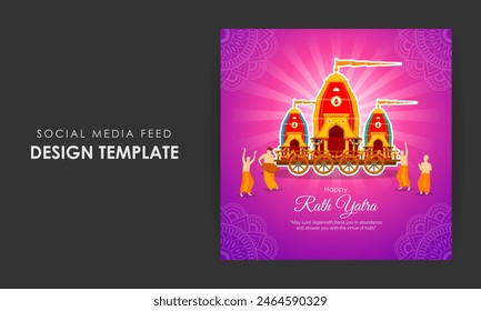 Vector illustration of Happy Ratha Yatra Festival social media feed template