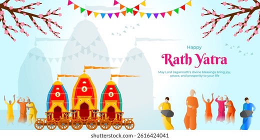 Vector illustration of Happy Ratha Yatra social media template