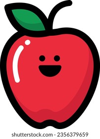 Vector illustration of a happy red apple icon.