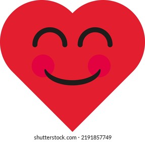 Vector illustration of a happy red heart. heart with face. Love and feelings. Valentine's day and anniversary.