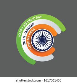 vector illustration of Happy Republic Day of India tricolor background for 26 January