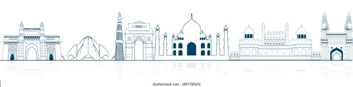 Vector illustration for Happy Republic Day of India celebration (26 January). Famous monument of India banner.