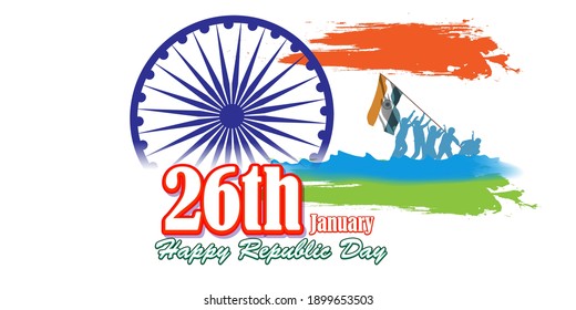 Vector illustration of Happy Republic day concept banner, 26 January, national holiday of India, Indian flag, illustration poster.