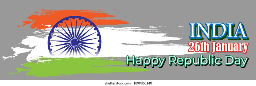 Vector illustration of Happy Republic day concept banner, 26 January, national holiday of India, Indian flag, illustration poster.