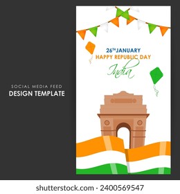 Vector illustration of Happy Republic Day social media feed set template 