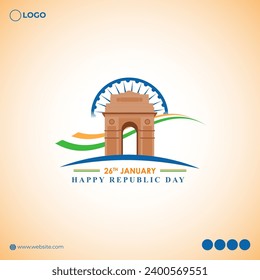 Vector illustration of Happy Republic Day social media feed set template 