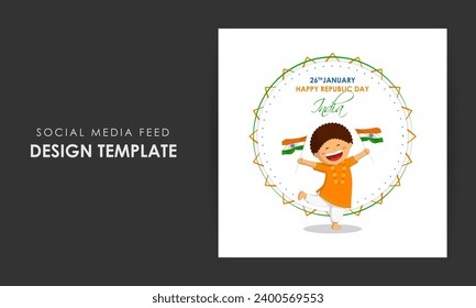 Vector illustration of Happy Republic Day social media feed set template 