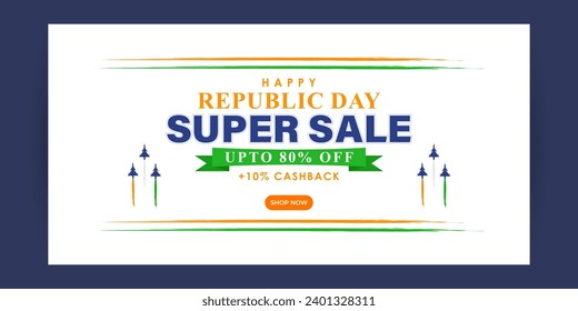 Vector illustration of Happy Republic Day Sale social media feed template