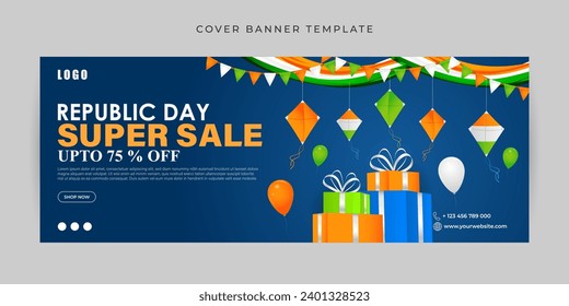 Vector illustration of Happy Republic Day Sale social media feed template