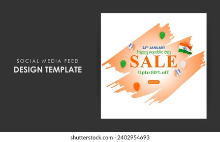 Vector illustration of Happy Republic Day Sale social media feed template