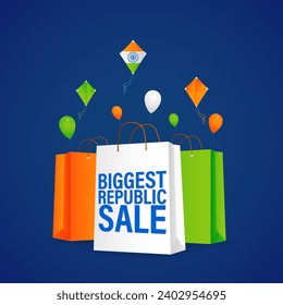 Vector illustration of Happy Republic Day Sale social media feed template