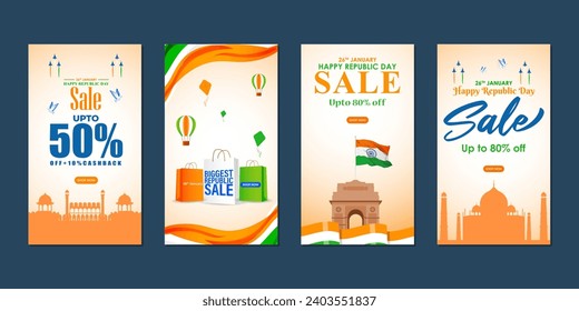 Vector illustration of Happy Republic Day Sale social media feed template